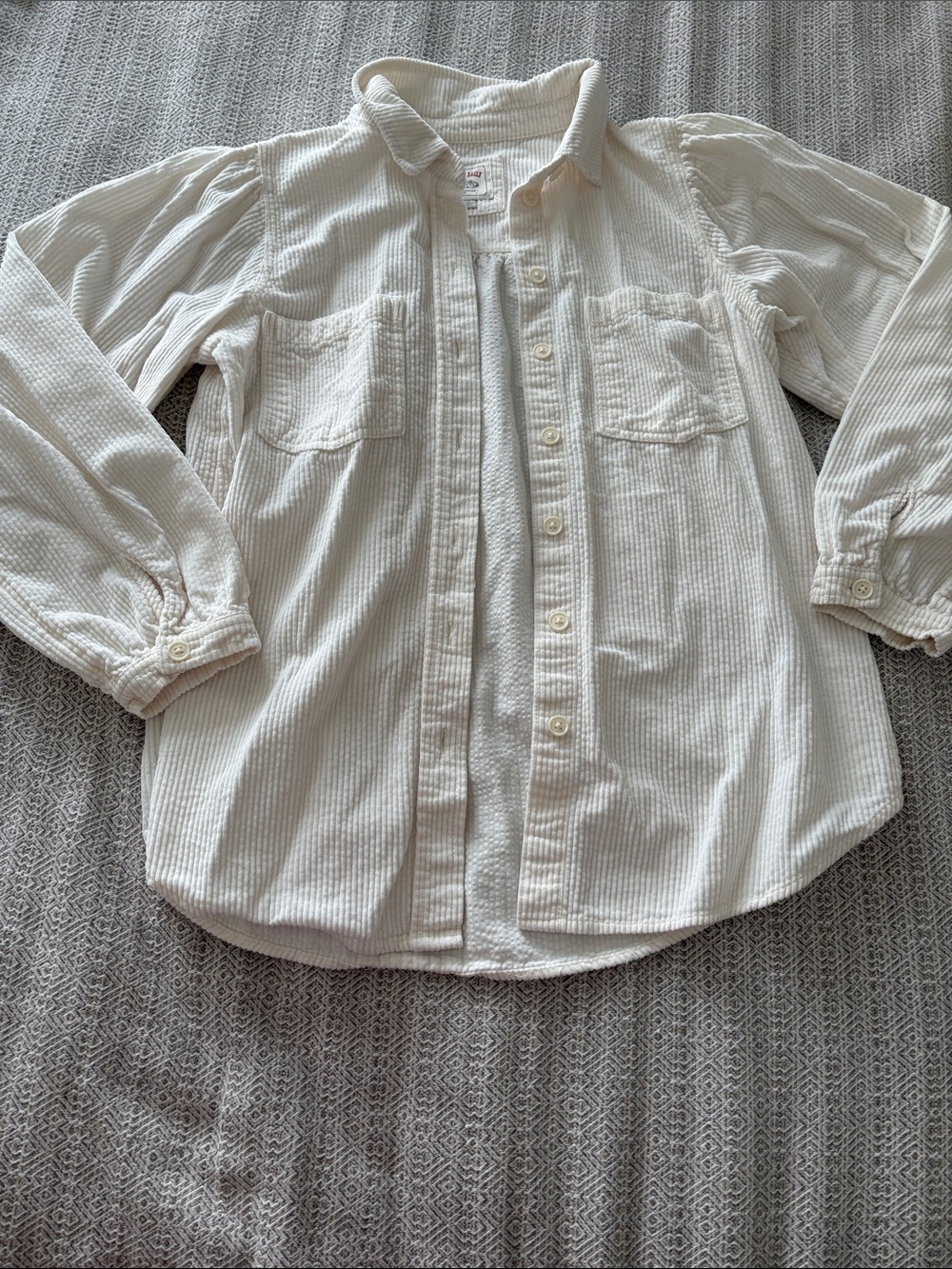 American Eagle Outfitters Cream Corduroy Button-Down Shirt